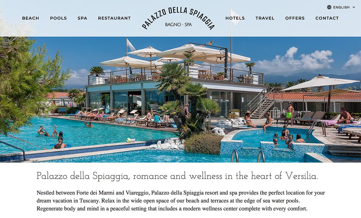 Website for Palazzo della Spiaggia (desktop view)