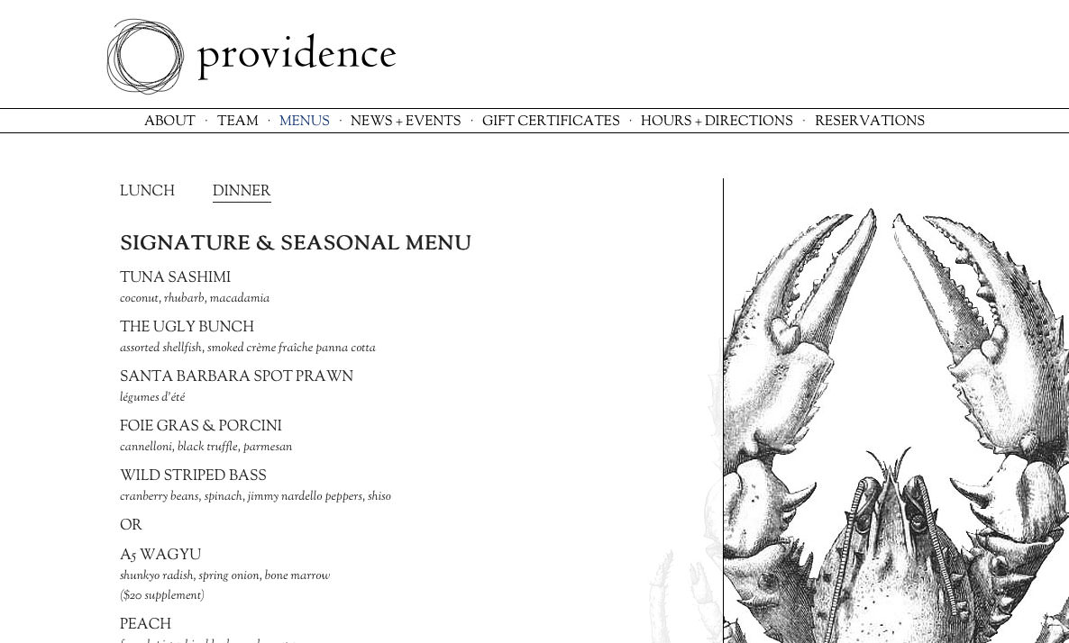Website for Providence (desktop view)